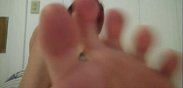  Suck on my toes and stroke your hard cock